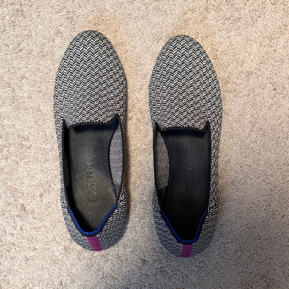 Rothy's Black and White Herringbone Loafers